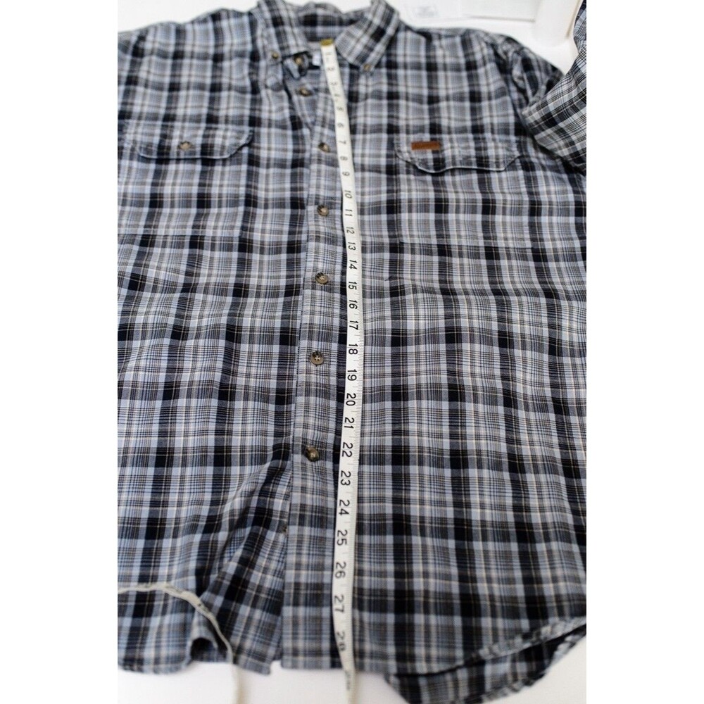 Carhartt Mens Flannel Shirt XL Gray Plaid Long Sleeve Button Down double pocket - Picture 8 of 9